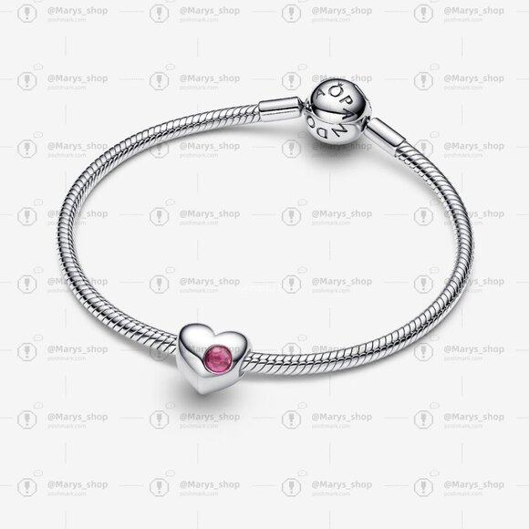 Pandora Engravable Pink Stone Heart Charm - Picture 2 of 5